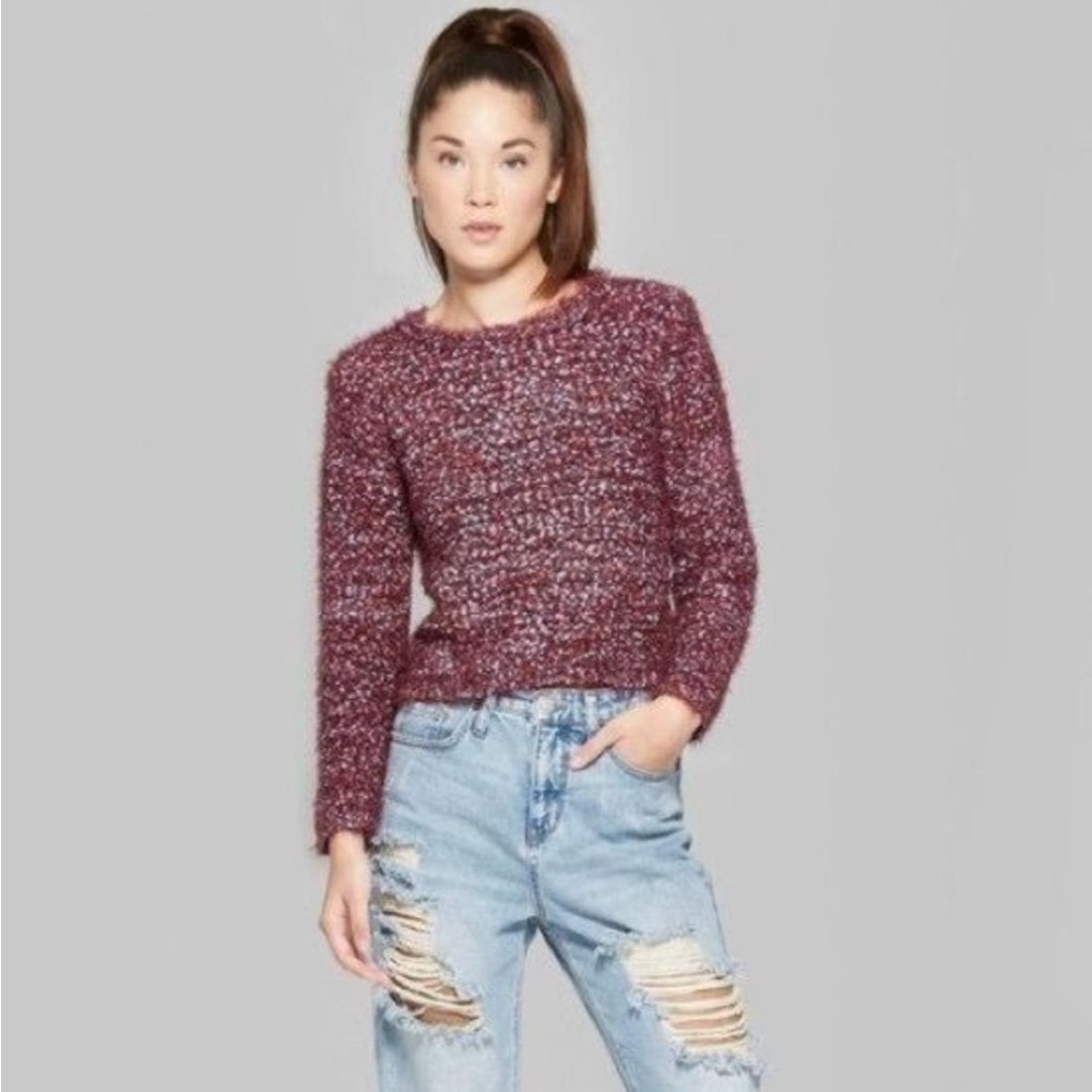 Wild Fable Burgundy Textured Sweater